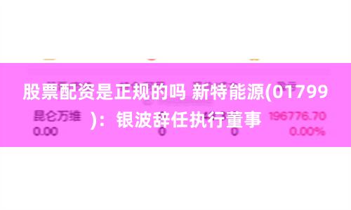 股票配资是正规的吗 新特能源(01799)：银波辞任执行董事