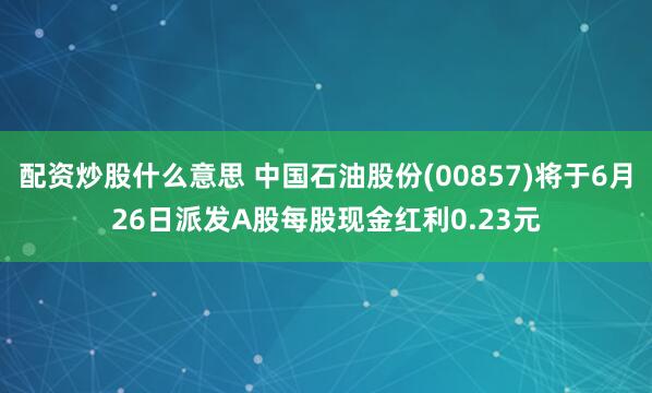 配资炒股什么意思 中国石油股份(00857)将于6月26日派发A股每股现金红利0.23元